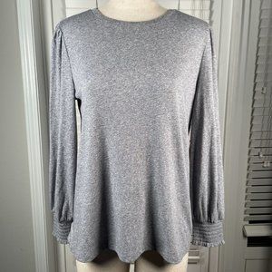 Luck Brand Puff Sleeve Smocked Cuff Top